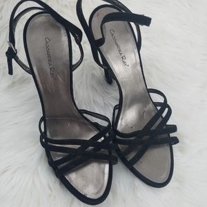 Cassandra Ray Black Suede Strappy Heels Size 9.5